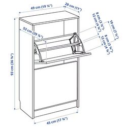 Tumba pentru incaltaminte Ikea Bissa 2 compartimente 49x28x93 (Alb) Thumb