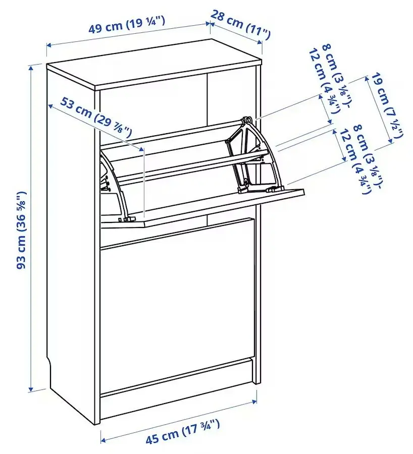 Tumba pentru incaltaminte Ikea Bissa 2 compartimente 49x28x93 (Alb)
