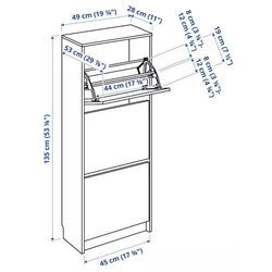 Tumba pentru incaltaminte Ikea Bissa 3 compartimente 49x28x135 (Alb) Thumb