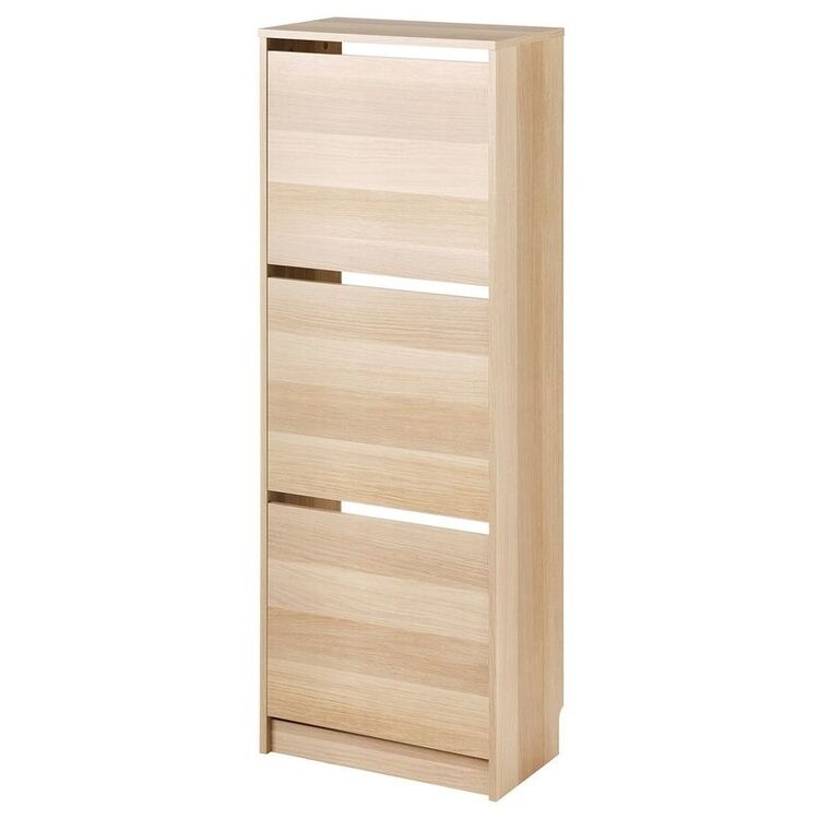 Tumba pentru incaltaminte Ikea Bissa 3 compartimente 49x28x135 (Aspect Stejar)