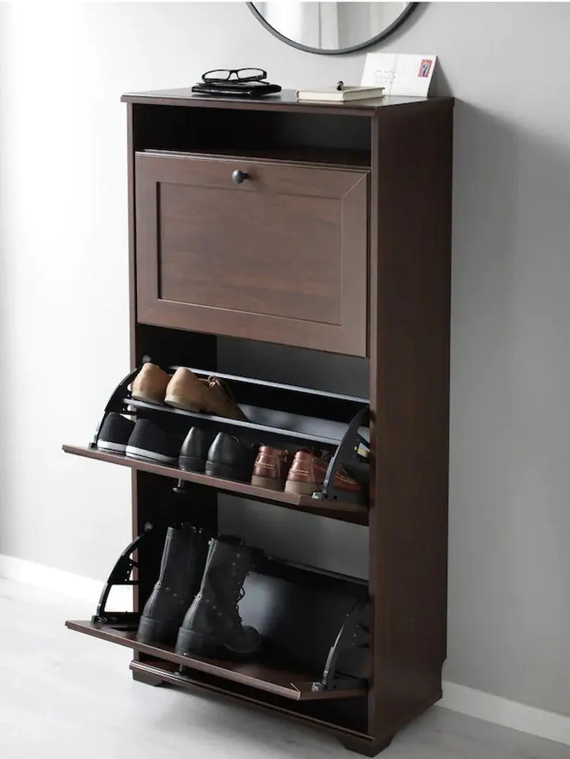 Tumba pentru incaltaminte Ikea Brusali 3 compartimente 61x30x130 (Maro)