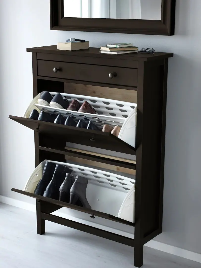 Тумба для обуви Ikea Hemnes 2 отделения 89x127 (Черно-Коричневый)