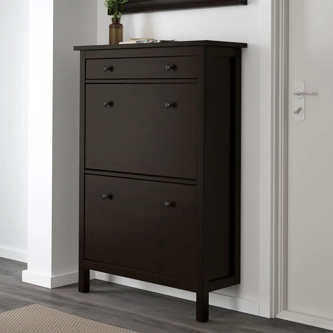 Тумба для обуви Ikea Hemnes 2 отделения 89x127 (Черно-Коричневый)