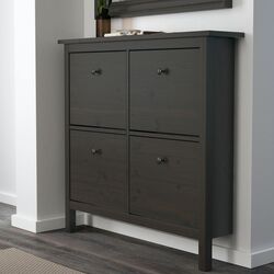 Dulap pantofi Ikea Hemnes 4 compartimente 107x101 (Negru-Maro) Thumb