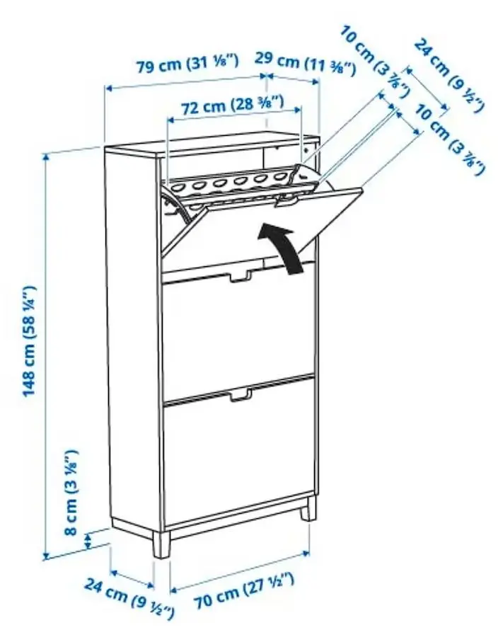Tumba pentru incaltaminte Ikea Stall 3 compartimente 79x29x148 (Alb)