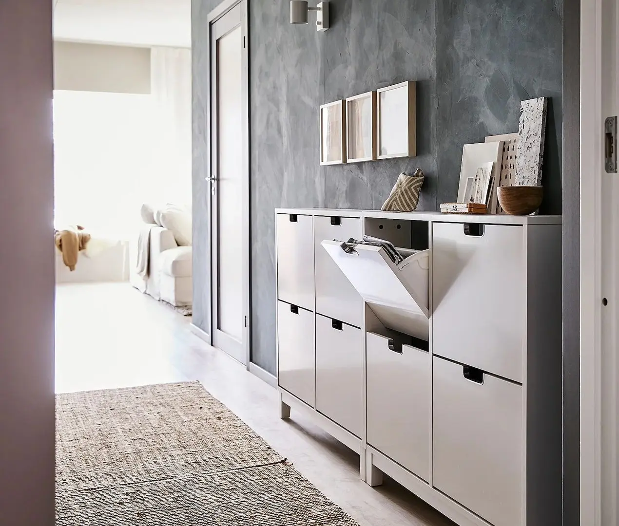 Dulap pantofi Ikea Stall 4 compartimente 96x90 (Alb) - 2