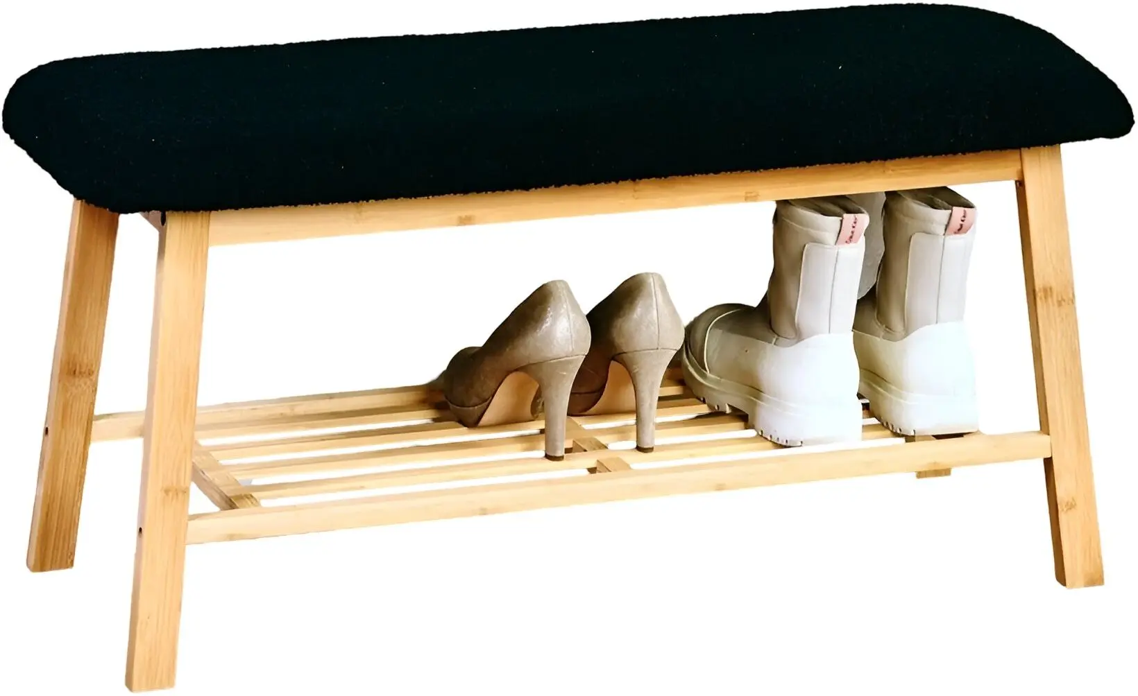 Bancheta-etajera pentru incaltaminte Kesper 58305 (Wood/Black)