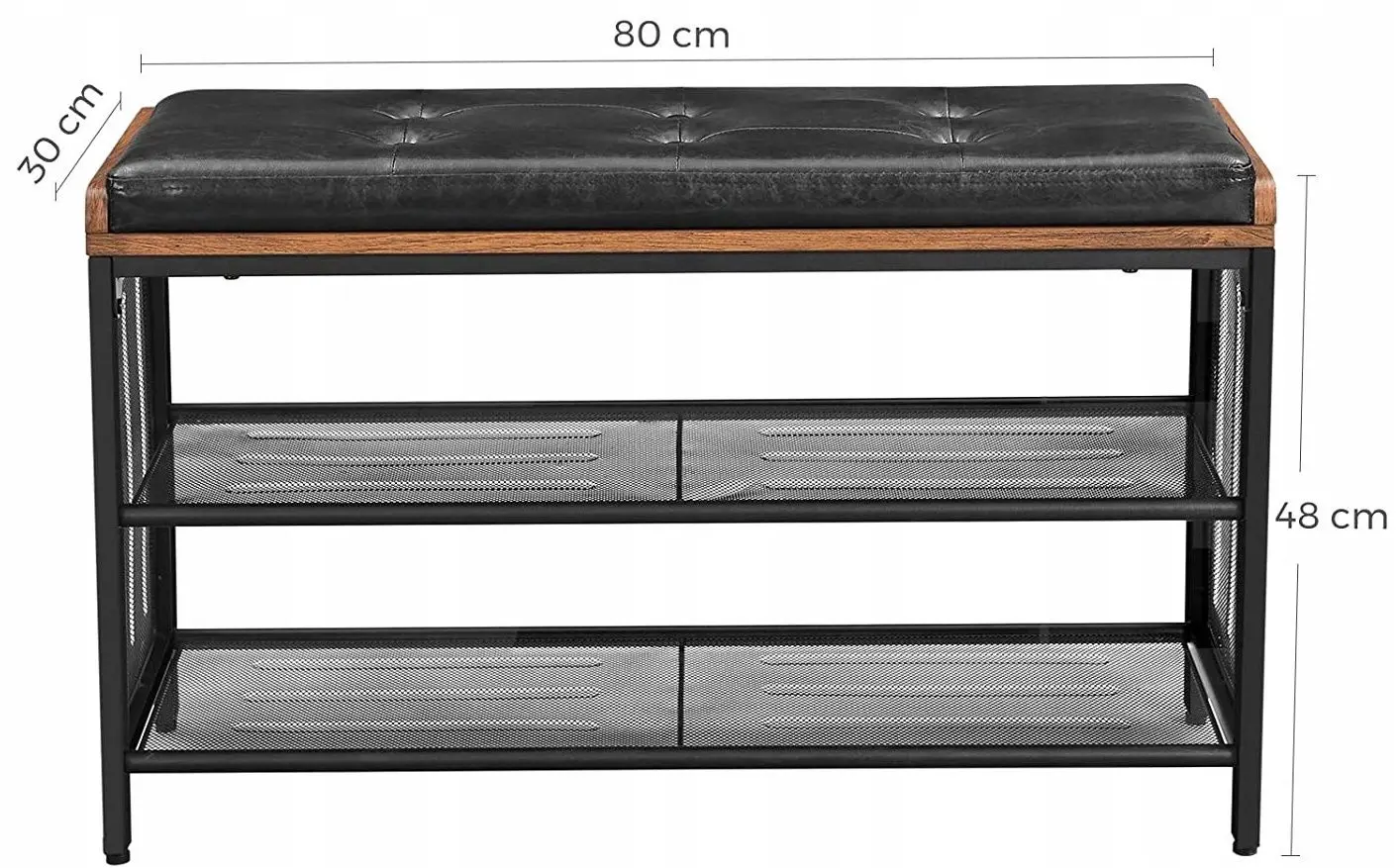 Банкетка-стеллаж для обуви Leobert Loft 48x80 (Black/Brown) - 2