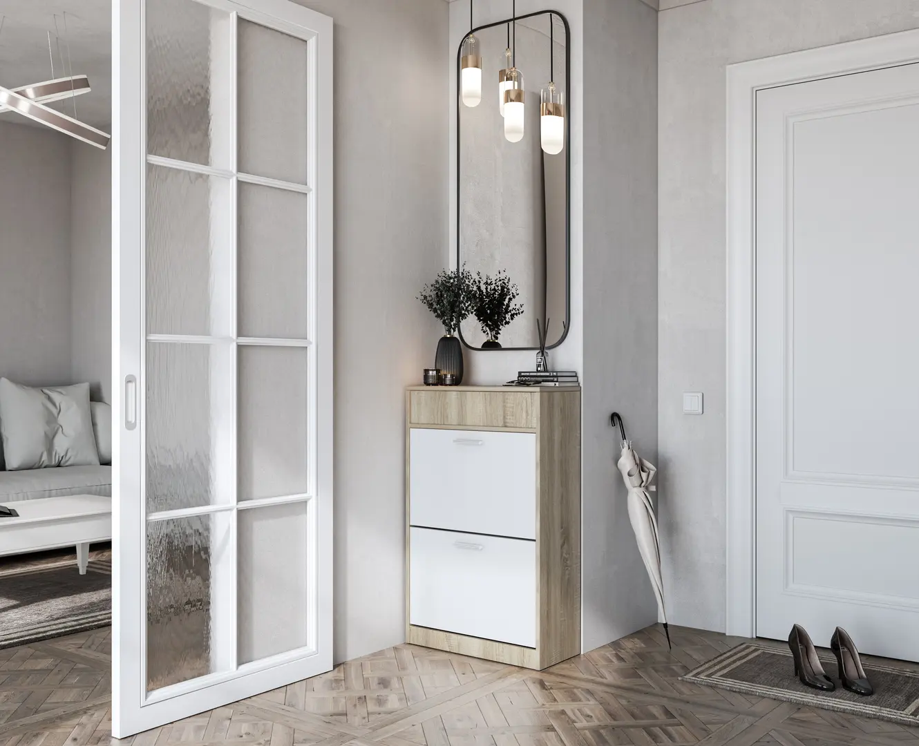 Tumba pentru incaltaminte Magnusplus Sydney (Sonoma Oak/White)