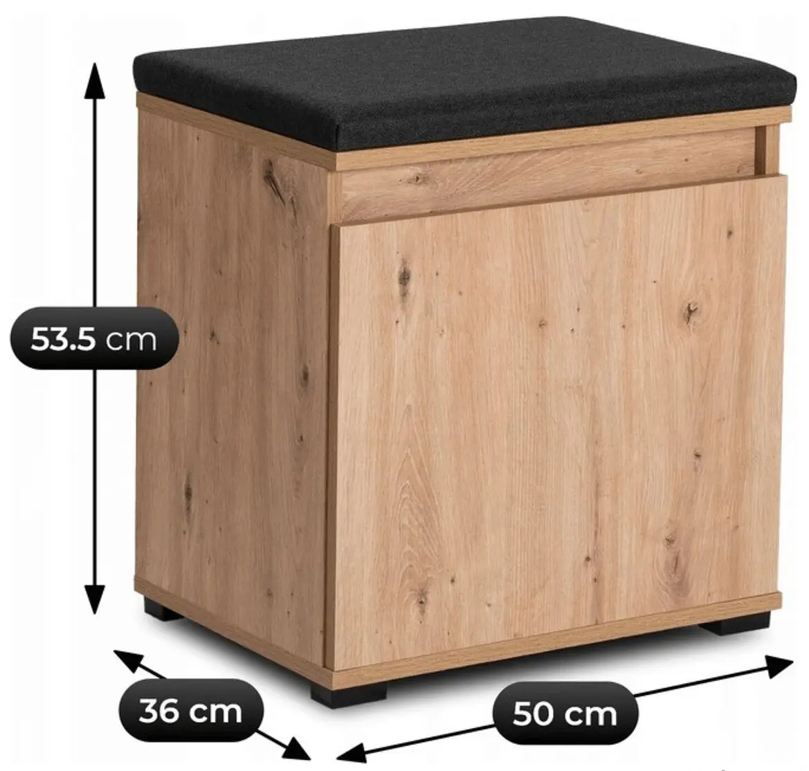 Тумба для обуви Mebel Elite Parma 50cm (Artisan Oak/Graphite) - 5