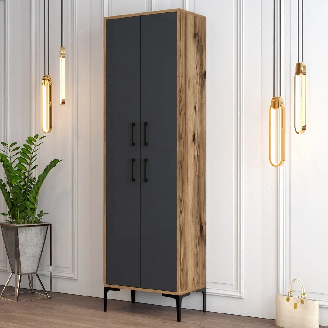 Шкаф для обуви Mirage Meble Berlin A (Anthracite/Walnut)