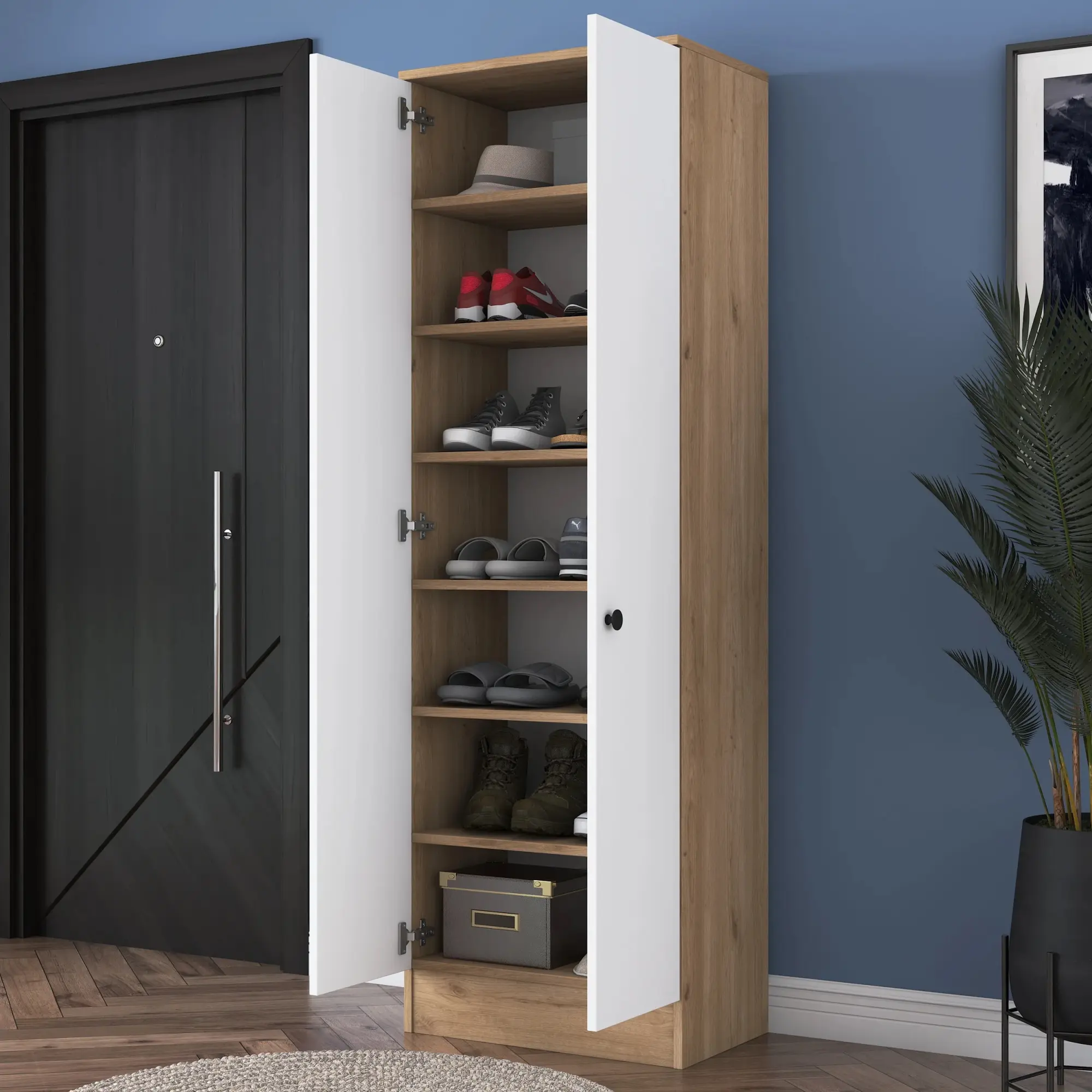 Dulap pentru incaltaminte Mirage Meble P6 M13 (Walnut/White)