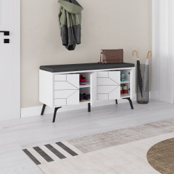 Tumba-bancheta pentru incaltaminte Mirage Meble Dune 170x55x35 (White) Thumb