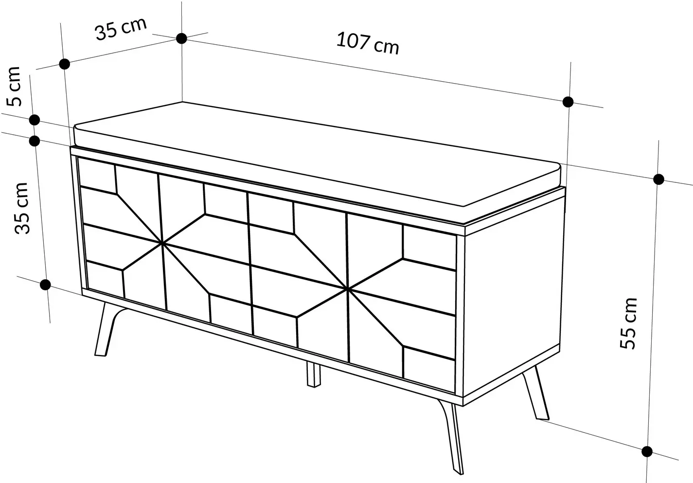 Tumba-bancheta pentru incaltaminte Mirage Meble Dune 170x55x35 (White)