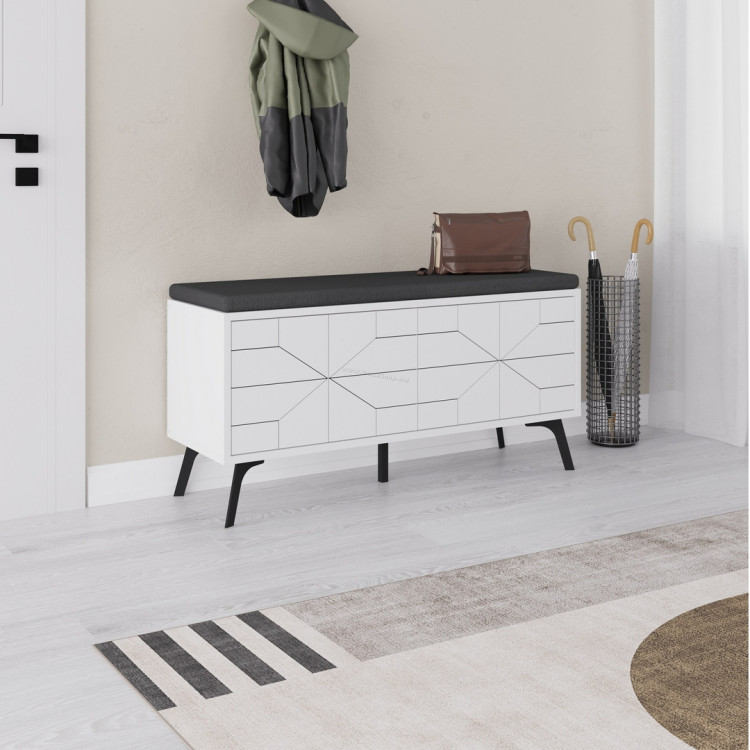 Tumba-bancheta pentru incaltaminte Mirage Meble Dune 170x55x35 (White)
