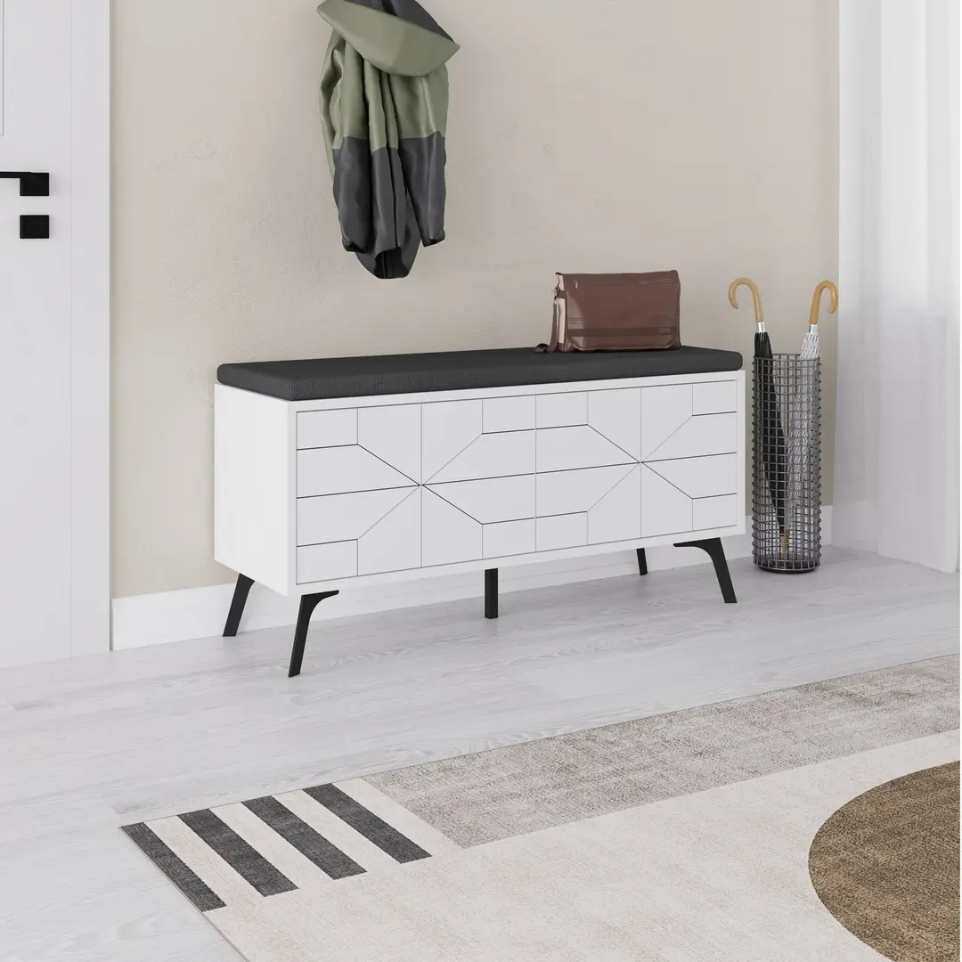 Tumba-bancheta pentru incaltaminte Mirage Meble Dune 170x55x35 (White)