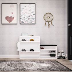 Tumba-bancheta pentru incaltaminte Mirage Meble Trend 130x80x33 (White) Thumb