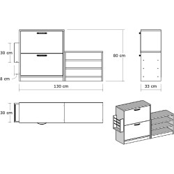Tumba-bancheta pentru incaltaminte Mirage Meble Trend 130x80x33 (White) Thumb