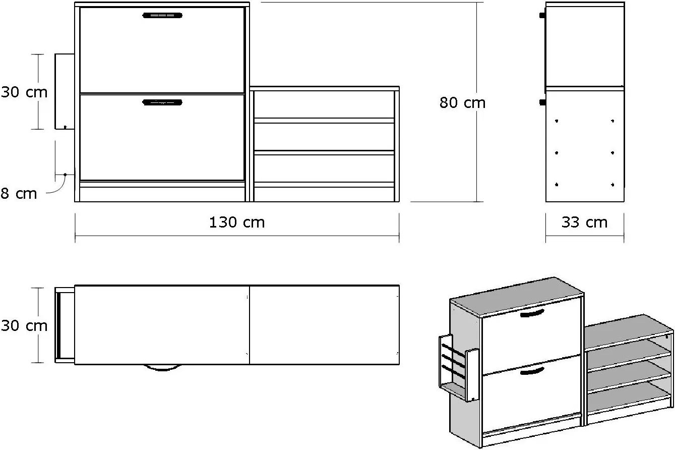 Tumba-bancheta pentru incaltaminte Mirage Meble Trend 130x80x33 (White)