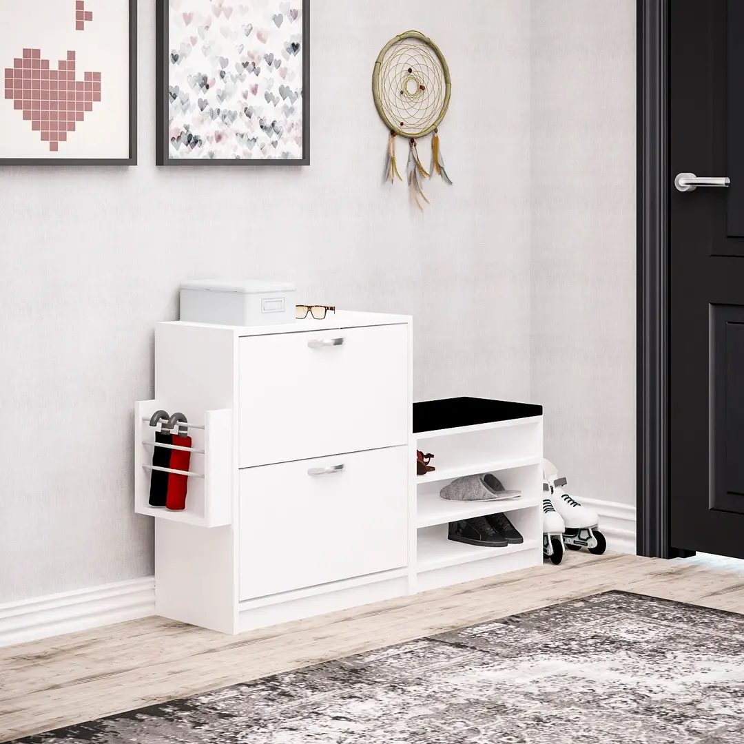 Tumba-bancheta pentru incaltaminte Mirage Meble Trend 130x80x33 (White)