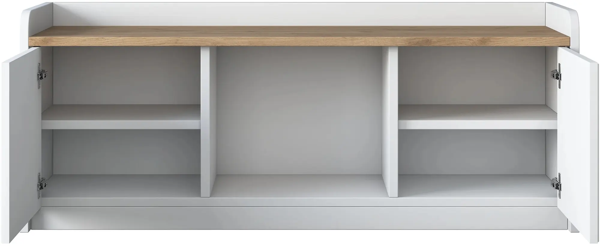 Tumba pentru incaltaminte Mirage Meble P2 M1 (White/Walnut)