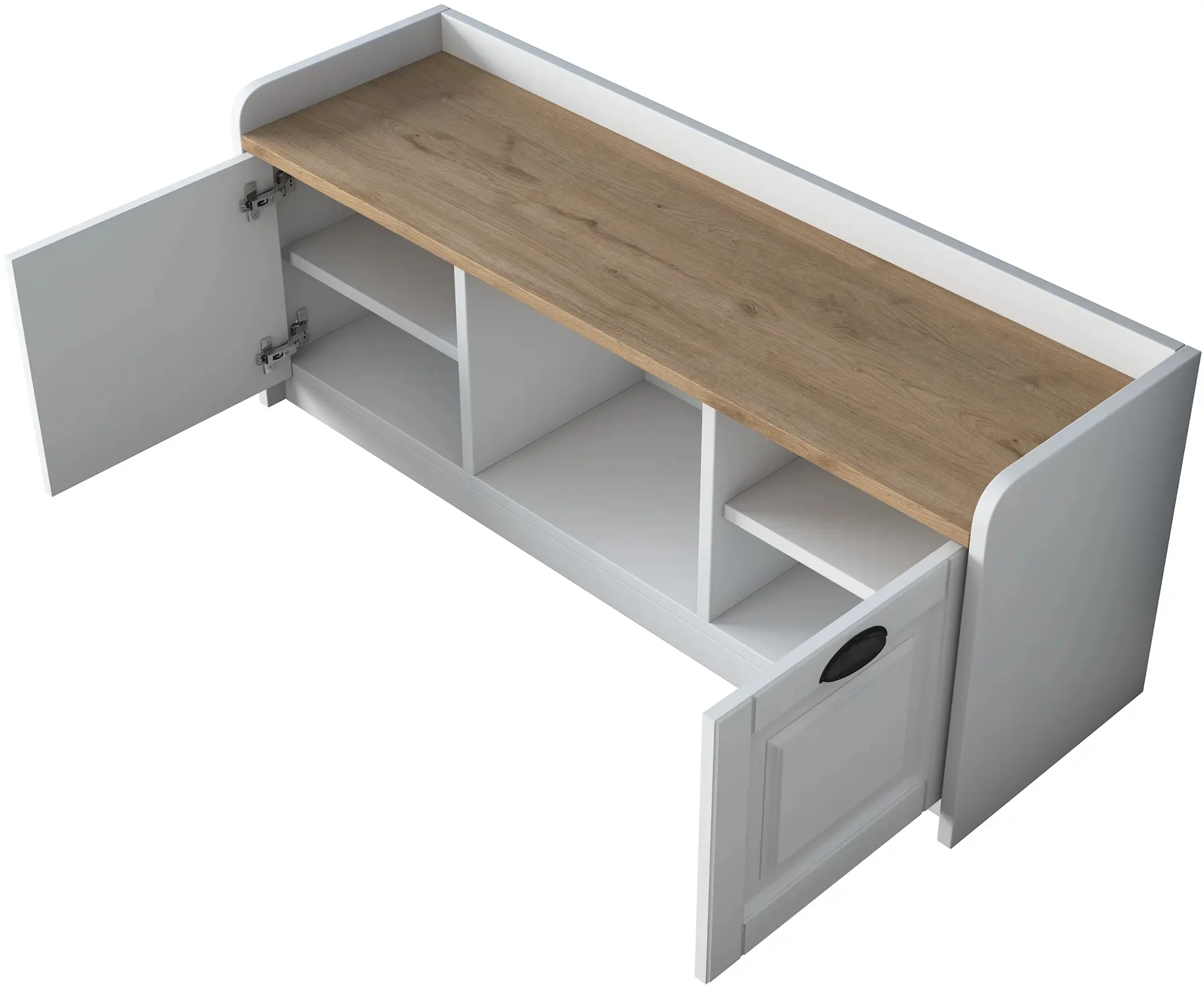 Tumba pentru incaltaminte Mirage Meble P2 M1 (White/Walnut)