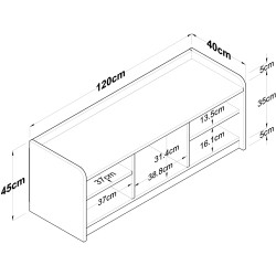 Tumba pentru incaltaminte Mirage Meble P2 M1 (White/Walnut) Thumb