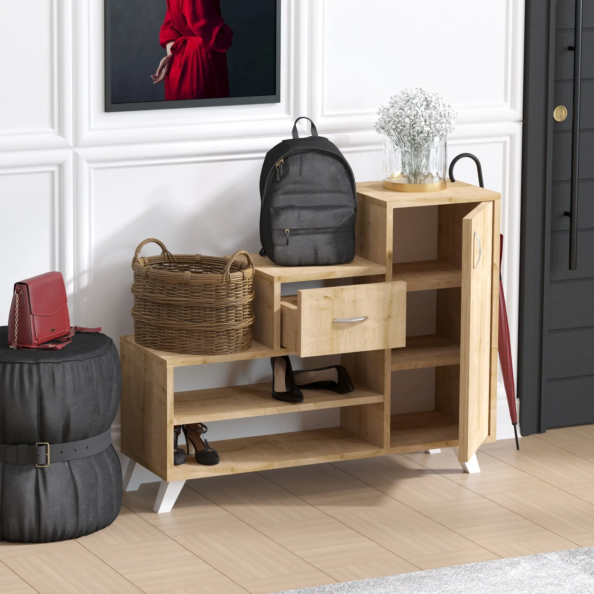 Тумба-стеллаж для обуви Mirage Meble Retro (Sapphire Oak)