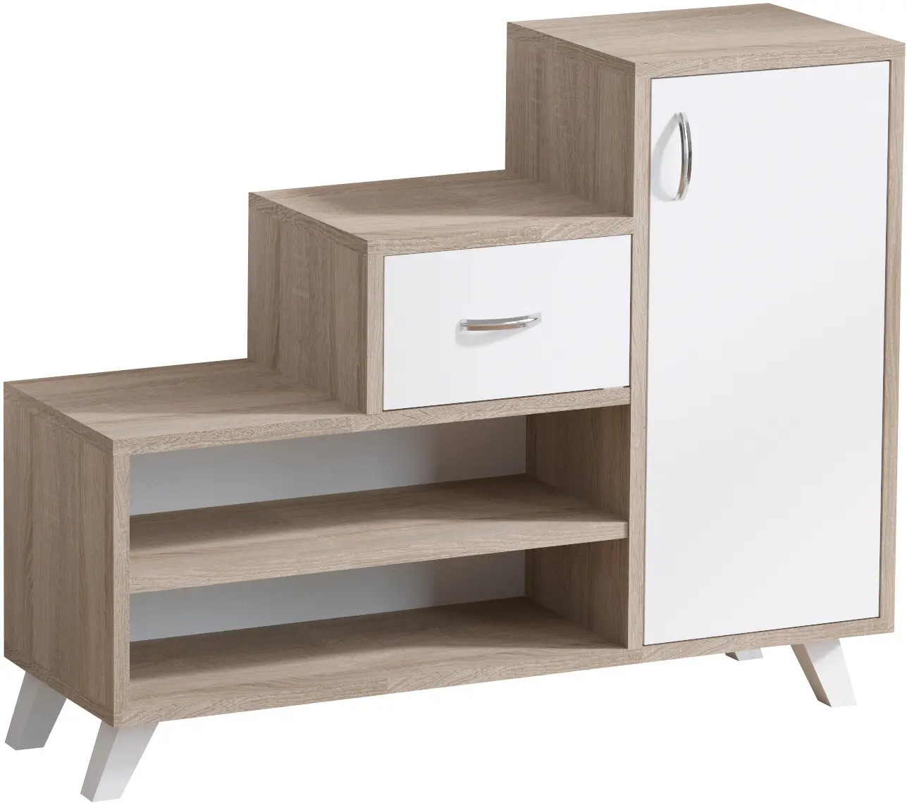 Тумба-стеллаж для обуви Mirage Meble Retro (White/Sonoma Atlantic Pine)