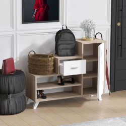 Тумба-стеллаж для обуви Mirage Meble Retro (White/Sonoma Atlantic Pine) Thumb