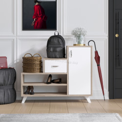 Тумба-стеллаж для обуви Mirage Meble Retro (White/Sonoma Atlantic Pine)