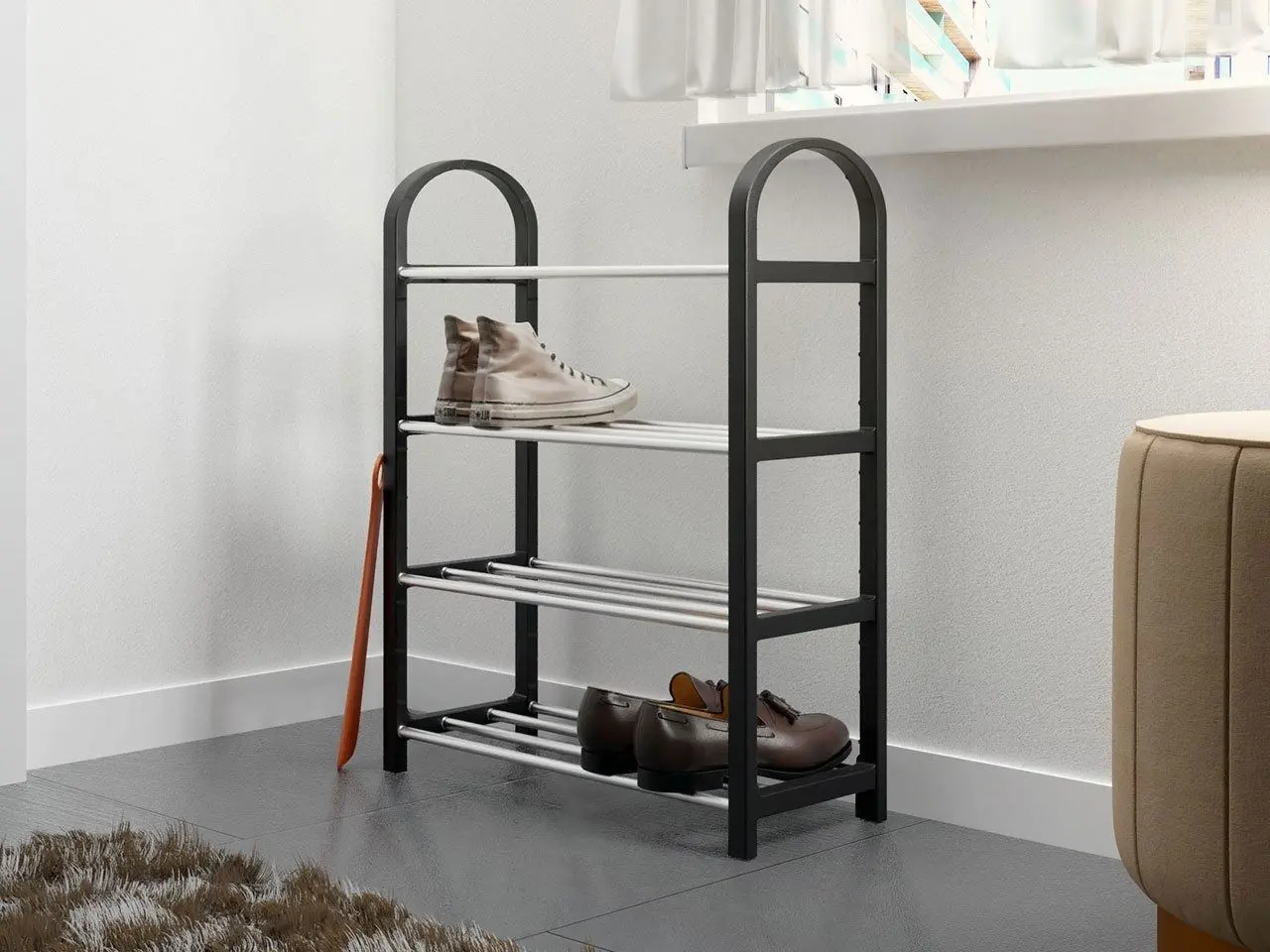 Etajera pentru incaltaminte Mirjan24 Jorgen/Cencja (Black/Inox) - 2