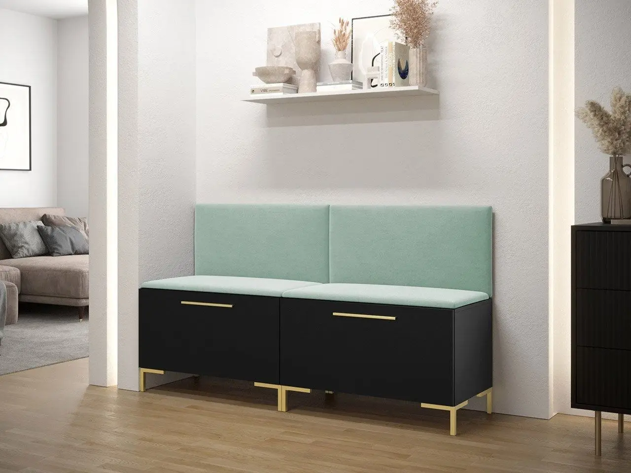 Тумба-банкетка для обуви Mirjan24 Frunofta VI/Zilion (Black/Mint) - 7