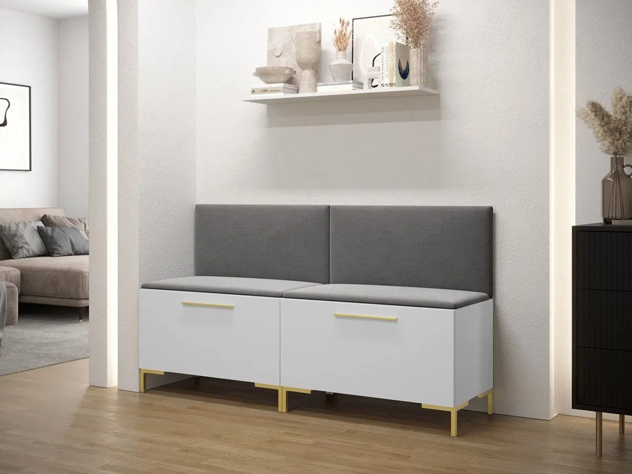 Тумба-банкетка для обуви  Mirjan24 Frunofta/Zilion VI (White/Gray) - 2