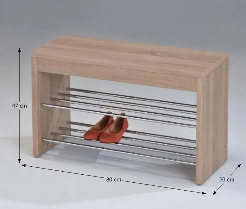 Bancheta pentru incaltaminte Lusia (Sonoma Oak/Chrome)