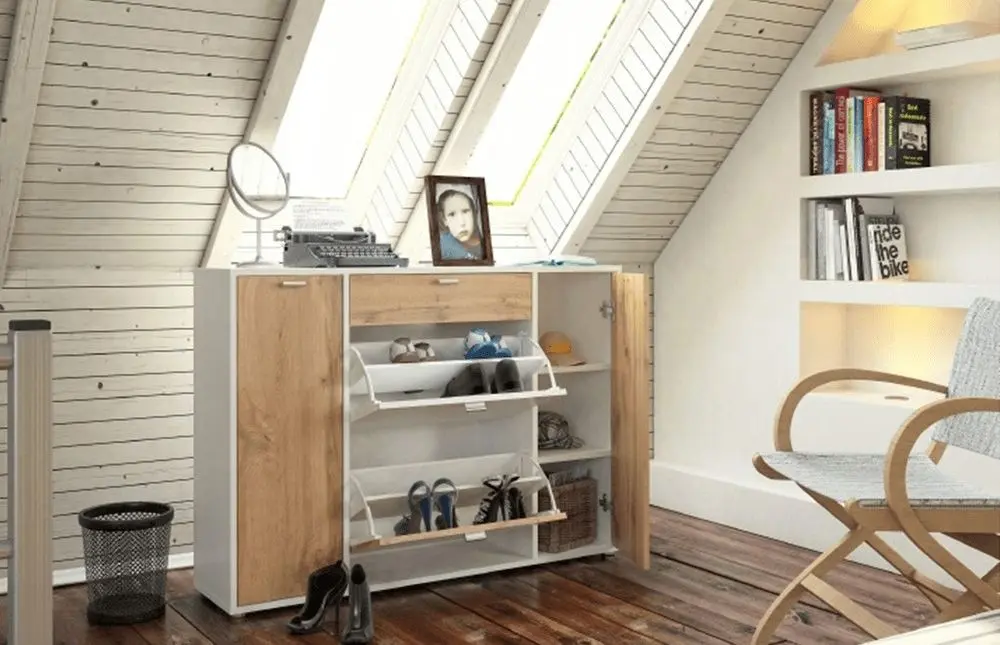 Comoda pentru incaltaminte Mobhaus Anabela (White/Wotan Oak)