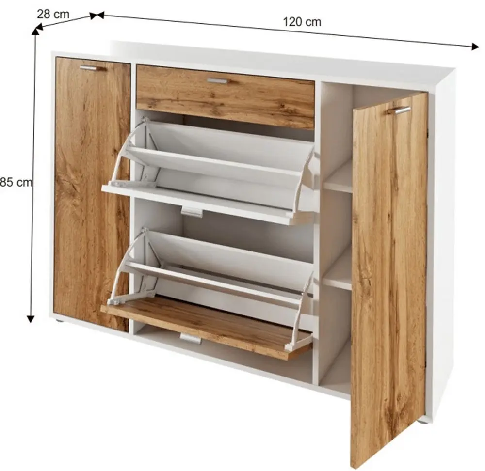 Comoda pentru incaltaminte Mobhaus Anabela (White/Wotan Oak)
