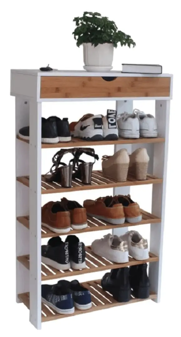 Etajera pentru incaltaminte Mobhaus Nuget Typ 2 (White/Natural)