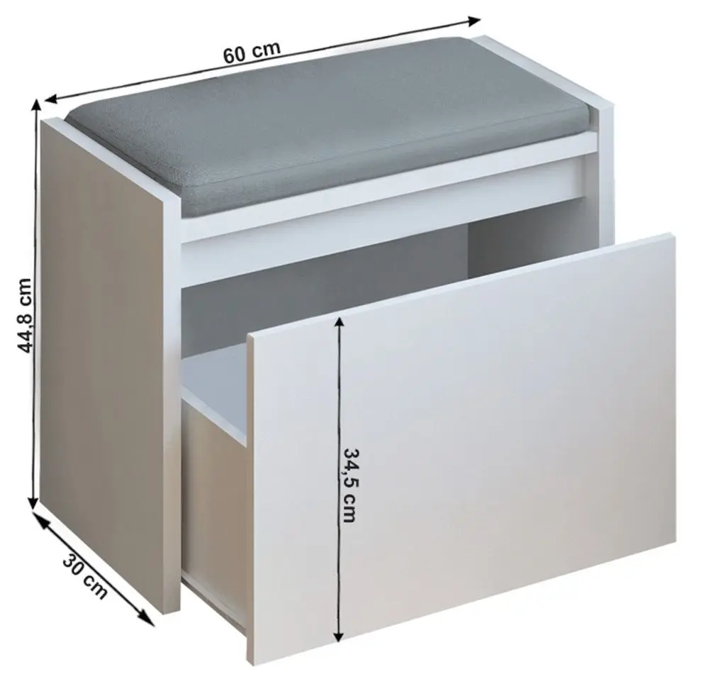 Tumba-bancheta pentru incaltaminte Mobhaus Bergi (White) - 2