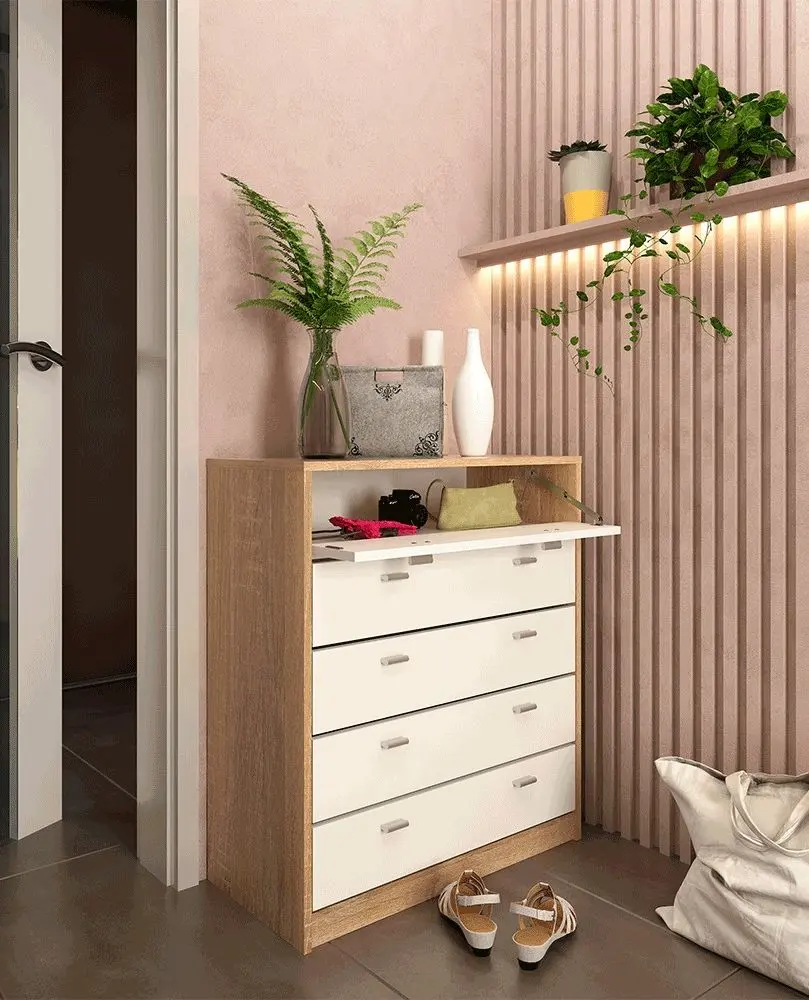 Tumba pentru incaltaminte Mobhaus Vivat New Typ 4 (White/Sonoma Oak)