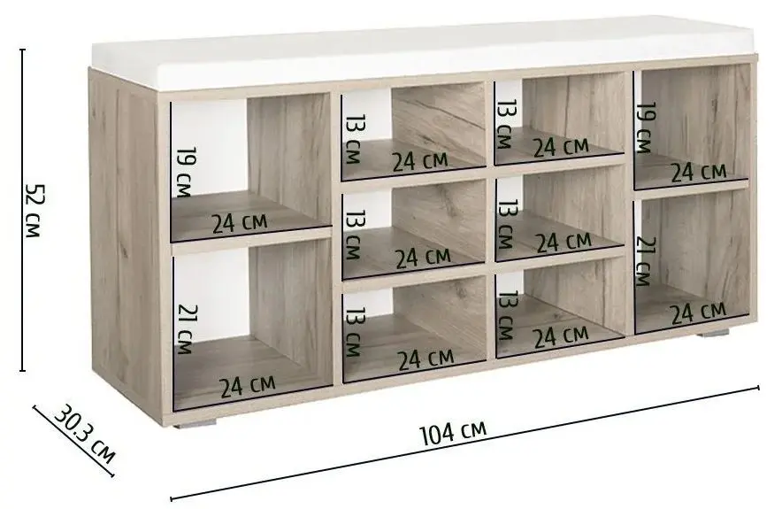 Тумба для обуви Mobi Лайт 08.56 (Дуб Серый Крафт/Белый)
