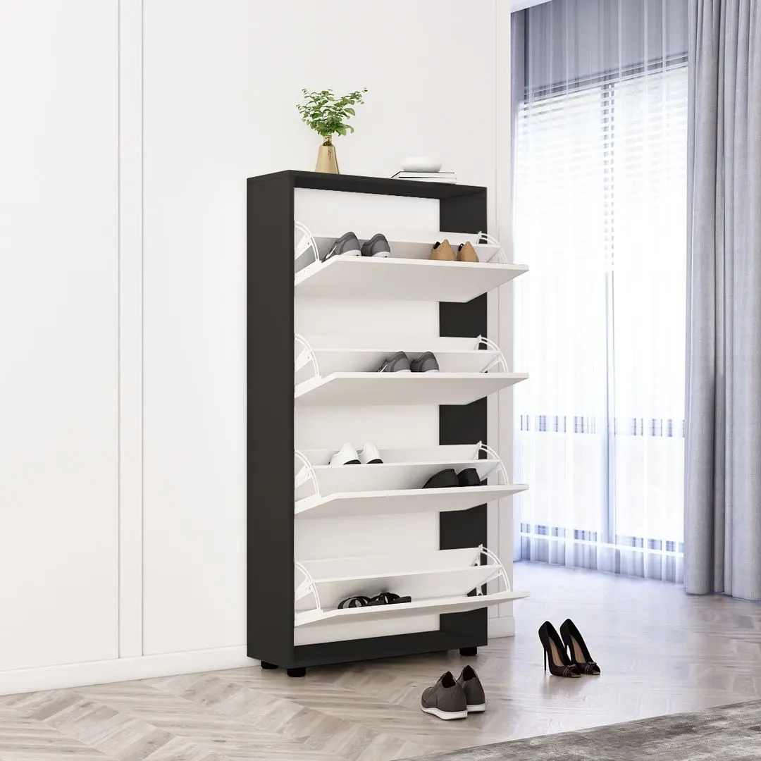Tumba pentru incaltaminte Mobildor Leo 50x27x164cm (Anthracite/White)