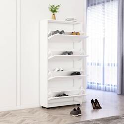 Tumba pentru incaltaminte Mobildor Leo 50x27x164cm (White) Thumb