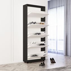 Tumba pentru incaltaminte Mobildor Leo 50x27x203cm (Anthracite/White) Thumb