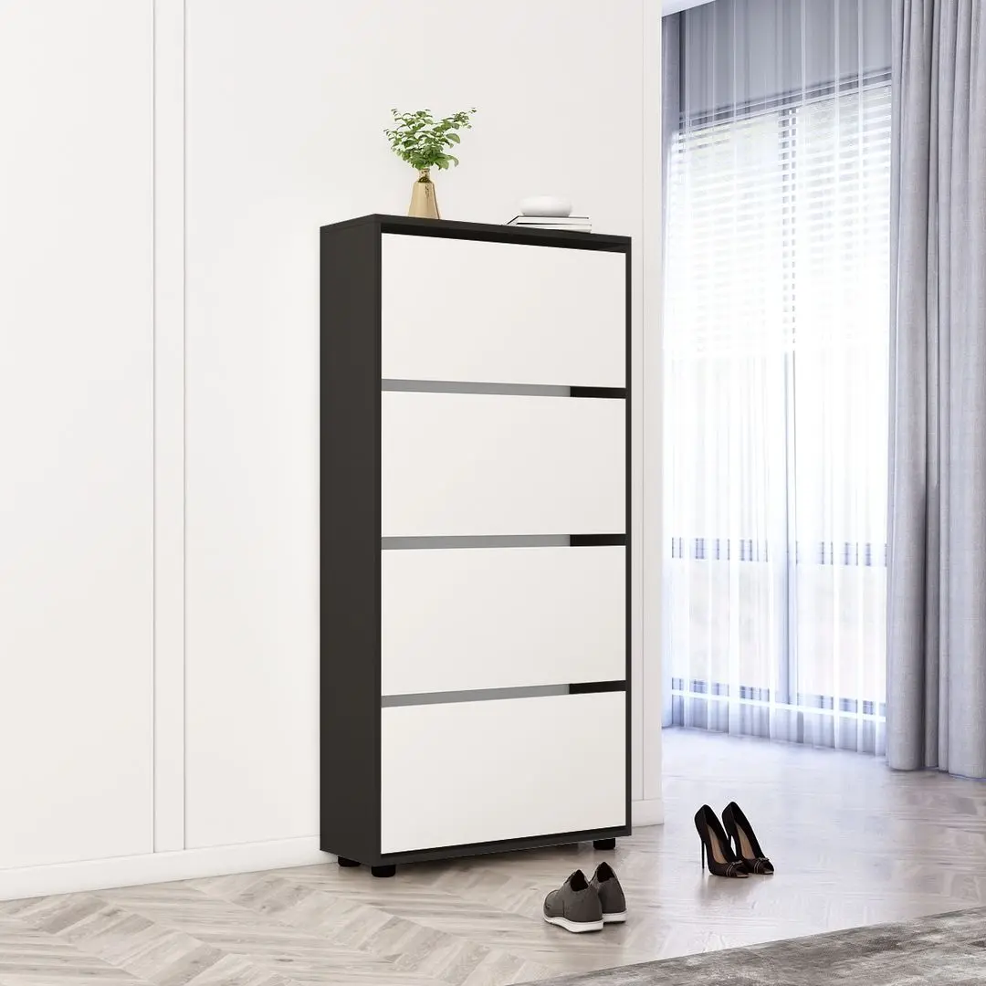 Tumba pentru incaltaminte Mobildor Leo 60x27x164cm (Anthracite/White)