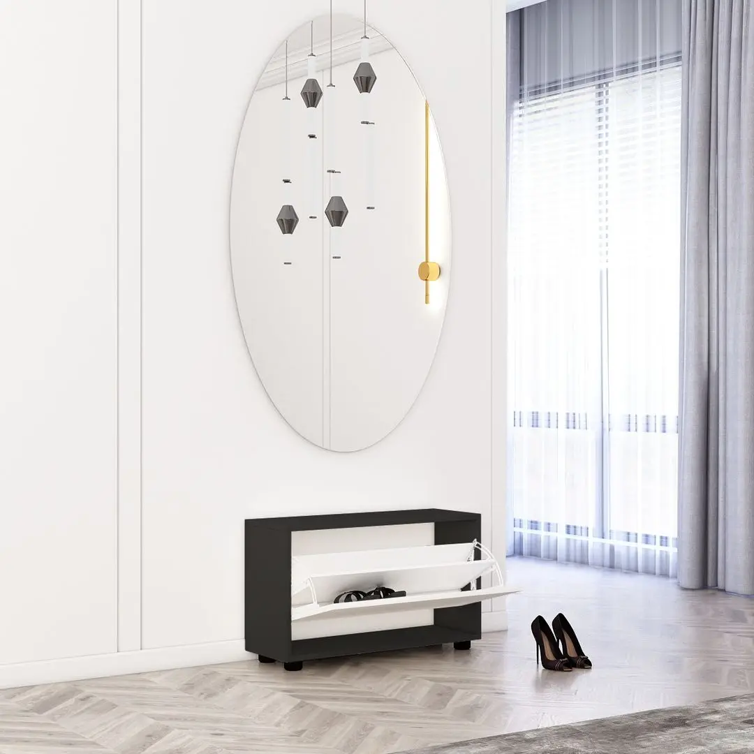 Tumba pentru incaltaminte Mobildor Leo 60x27x47cm (Anthracite/White)