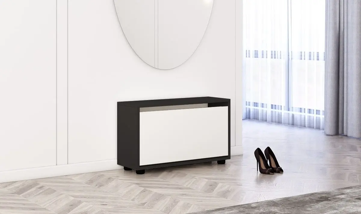 Tumba pentru incaltaminte Mobildor Leo 60x27x47cm (Anthracite/White)