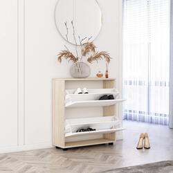 Tumba pentru incaltaminte Mobildor Leo 60x27x86cm (Sonoma/White) Thumb