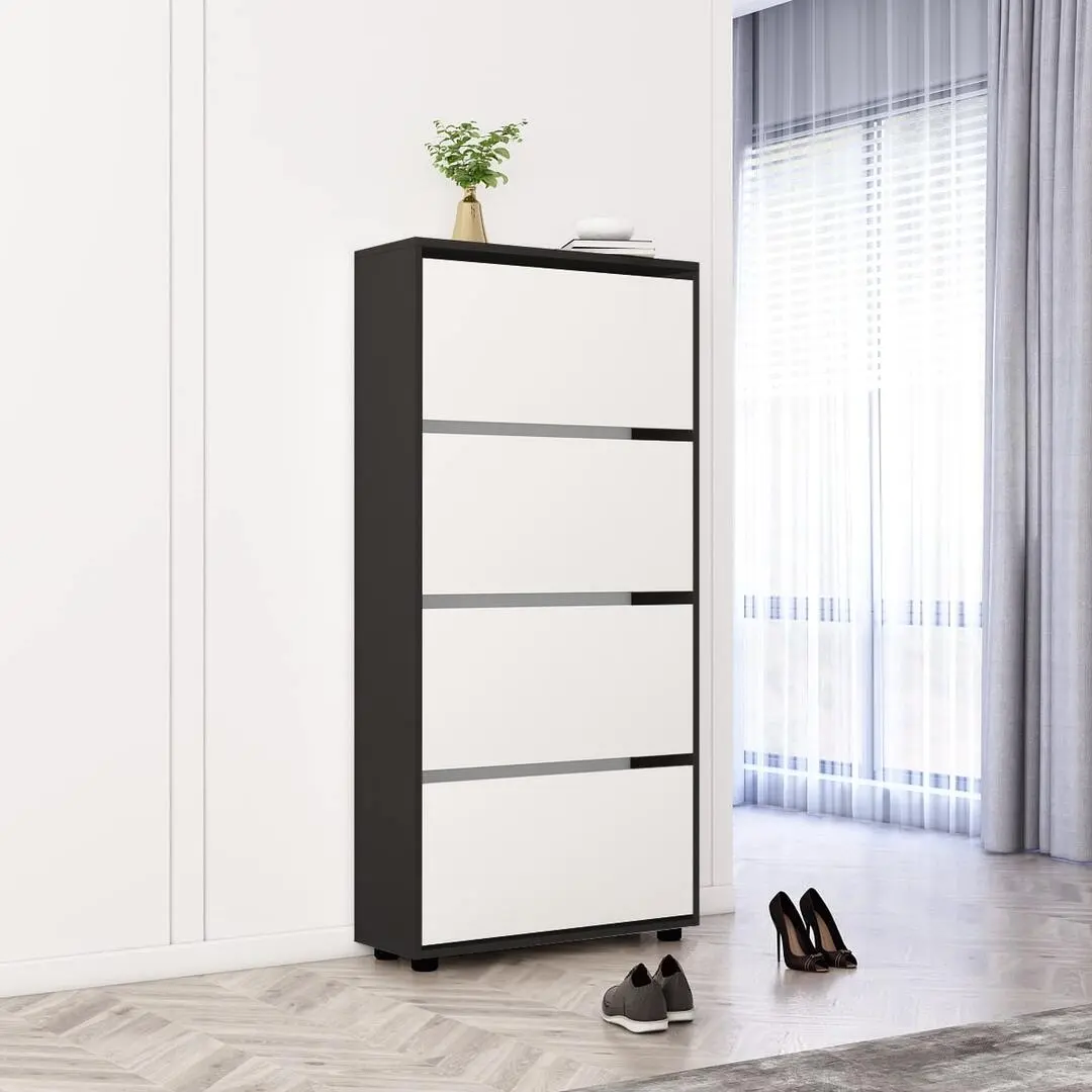 Tumba pentru incaltaminte Mobildor Leo 80x27x164cm (Anthracite/White)