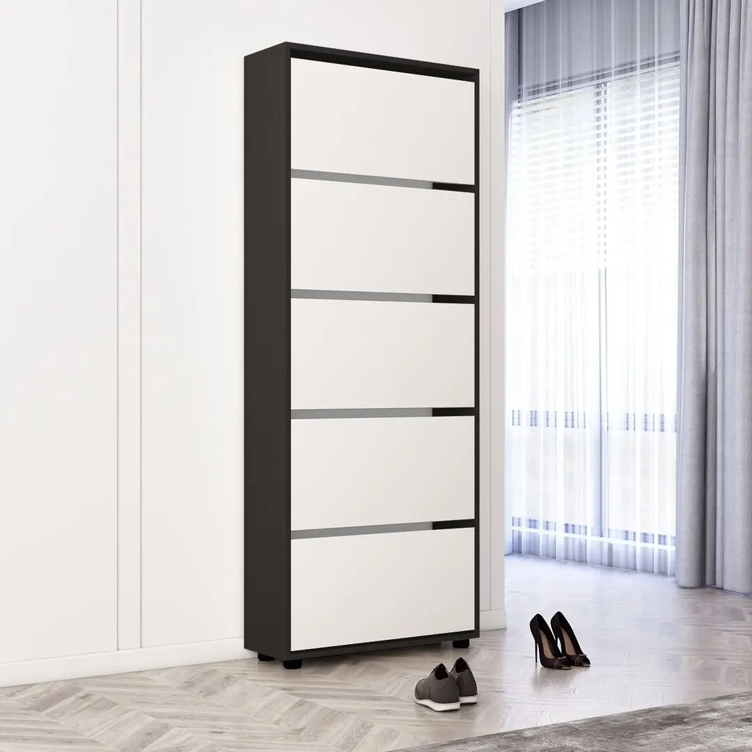 Tumba pentru incaltaminte Mobildor Leo 80x27x203cm (Anthracite/White)
